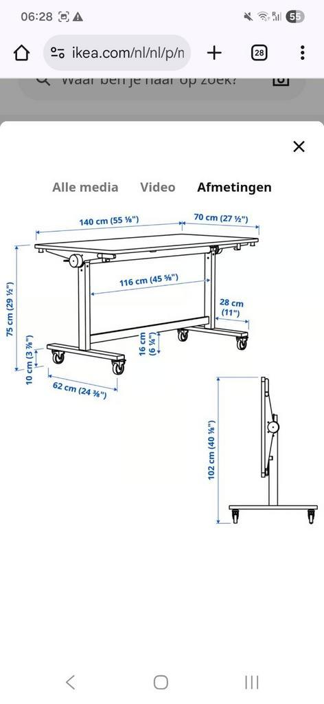 IKEA MITTZON bureau tafel op wielen GRATIS, Huis en Inrichting, Bureaus, Gebruikt, Bureau, Met wielen, Ophalen