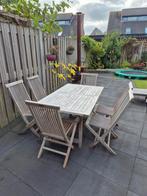Woodensteak teakhout tuinset 7-delig met uitschuifbare tafel, Ophalen, Gebruikt, 6 zitplaatsen, Teakhout