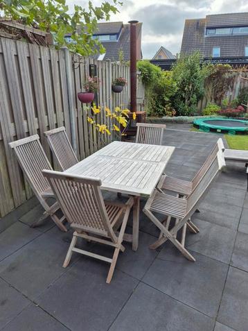Woodensteak teakhout tuinset 7-delig met uitschuifbare tafel beschikbaar voor biedingen