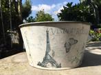 Vintage ijzeren bakjes potten diverse Paris Eiffeltoren, Tuin en Terras, Ophalen of Verzenden, Gebruikt, Rond, Metaal