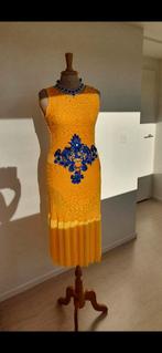 Gele Latin Jurk met Blauwe Details, Kleding | Dames, Jurken, Maat 38/40 (M), Geel, Ophalen of Verzenden, Boven de knie