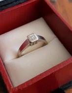 14 karaat witgouden ring met diamant, Verzenden, Wit, Zo goed als nieuw, 17 tot 18