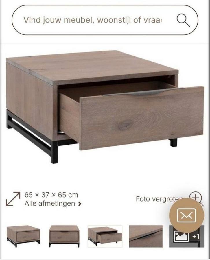 Hoektafel/salontafel van Goossens–Z.g.a.n. Huidige collectie, Huis en Inrichting, Tafels | Salontafels, Zo goed als nieuw, Minder dan 50 cm