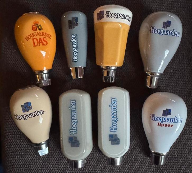 8 verschillende Tap Knoppen Hoegaarden, Hougaerdse Das, Rose, Verzamelen, Biermerken, Zo goed als nieuw, Overige typen, Overige merken