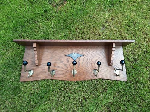 Vintage eikenhouten kapstok, Art Deco style, wandkapstok, Huis en Inrichting, Woonaccessoires | Kapstokken, Gebruikt, Wandkapstok