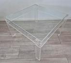 Leuke plexiglas hoektafel B60x60cmxH37cm + glasplaat, Ophalen, 50 tot 100 cm, 50 tot 100 cm, Zo goed als nieuw