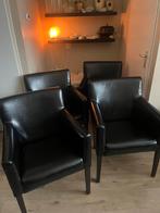 Zwarte leren stoelen, Huis en Inrichting, Stoelen, Ophalen of Verzenden, Zo goed als nieuw, Zwart