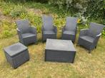 Complete tuinset van kunstof anterciet, Ophalen, 4 zitplaatsen, Kunststof, Gebruikt