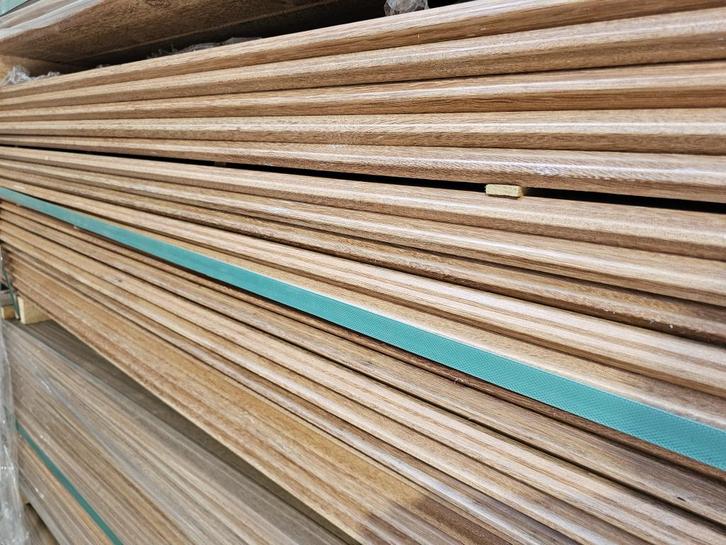 PARTIJ MES/GROEF HARDHOUT GEVELBEKLEDING 21x90/120/145   Har, Tuin en Terras, Palen, Balken en Planken, Nieuw, Planken, 250 cm of meer