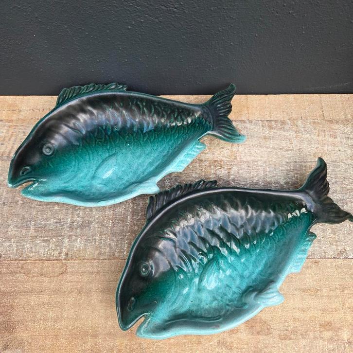 Vintage visborden keramiek - Set van 2, Antiek en Kunst, Antiek | Schalen, Ophalen of Verzenden
