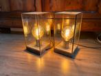 Set van twee schemerlampen, stolp / kubus, Huis en Inrichting, Lampen | Tafellampen, Ophalen of Verzenden, Gebruikt, Glas, Minder dan 50 cm