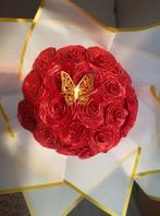 Handgemaakte Satijnen Rozen Boeket, Overige soorten, In pot, Minder dan 100 cm, Bloeiende kamerplant