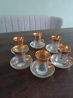 Turkse theeset Istanbul 6 glazen met gouden decor, Antiek en Kunst, Ophalen