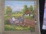 NIEUW Stramien boer die land ploegt met paard. Heb ook DMC, Hobby en Vrije tijd, Borduren en Borduurmachines, Ophalen of Verzenden