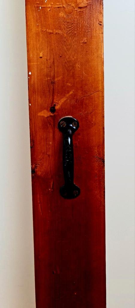 Vintage groeimeter hout met handvat  jaren 50 / 60 uniek, Doe-het-zelf en Verbouw, Meetapparatuur, Gebruikt, Ophalen