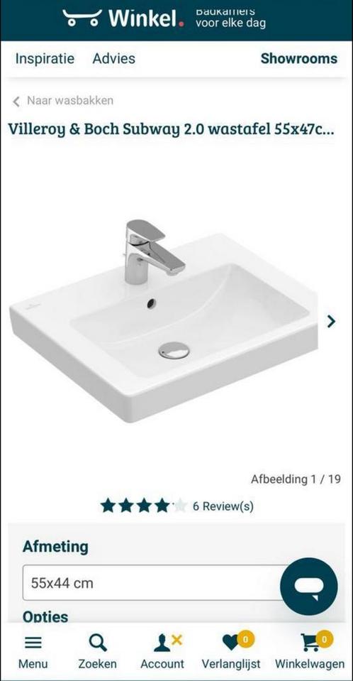 Wastafelcombinatie Villeroy & Boch Subway 2.0, Doe-het-zelf en Verbouw, Sanitair, Nieuw, Wastafel, Chroom, Ophalen of Verzenden