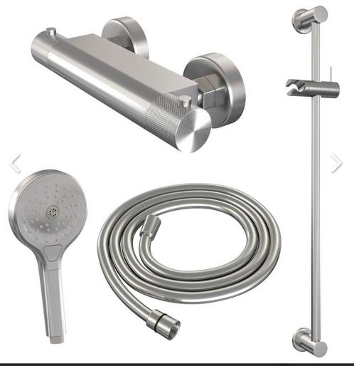 Nieuw in doos Brauer doucheset geborsteld rvs,, Doe-het-zelf en Verbouw, Sanitair, Nieuw, Douche, Rvs, Ophalen of Verzenden