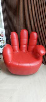 Vente Unique Handstoel - Rode Kunstleren Fauteuil, Ophalen, Kunststof, Gebruikt, 75 tot 100 cm