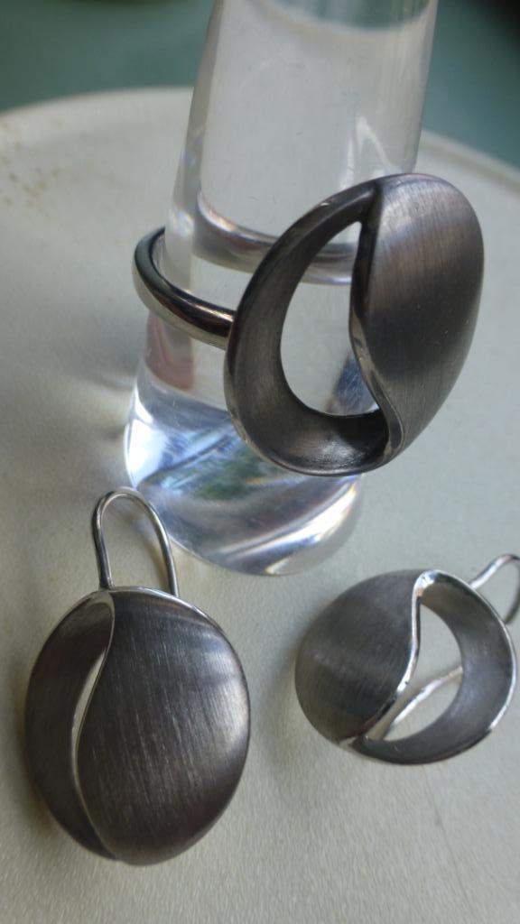 Set BREUNING Zilveren Ring  + Oorhangers NIEUW gesigneerd, Sieraden, Tassen en Uiterlijk, Oorbellen, Nieuw, Hangers, Zilver, Zilver