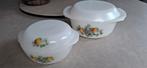 Vintage 2 dekschalen, Gebruikt, Ophalen of Verzenden, Glas, Bord(en)