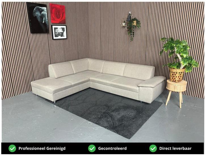 GRATIS LEVERING Hoekbank Beige 265x210 REFURBISHED, Huis en Inrichting, Banken | Bankstellen, Zo goed als nieuw, Hoekbank, Vierpersoons of meer