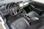 Nissan Leaf Tekna 40kWh SOH 91% Trekhaak (bj 2019), Auto's, Gebruikt, Zwart, Leder en Stof, Wit