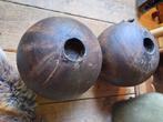 2 Hele Grote Houten Bollen voor Waxinelichten, Gebruikt, Ophalen of Verzenden, 75 cm of meer, Kandelaar