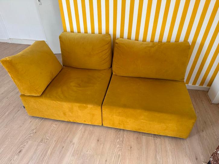 Modulaire Gele Bank - 2 Zitplaatsen, Huis en Inrichting, Banken | Sofa's en Chaises Longues, Zo goed als nieuw, Tweepersoons, 150 tot 200 cm