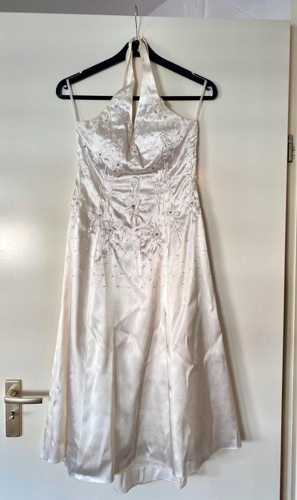 Avondjurk halter crème - maat 32/34, Kleding | Dames, Gelegenheidskleding, Gedragen, Galajurk, Maat 34 (XS) of kleiner, Wit, Ophalen of Verzenden
