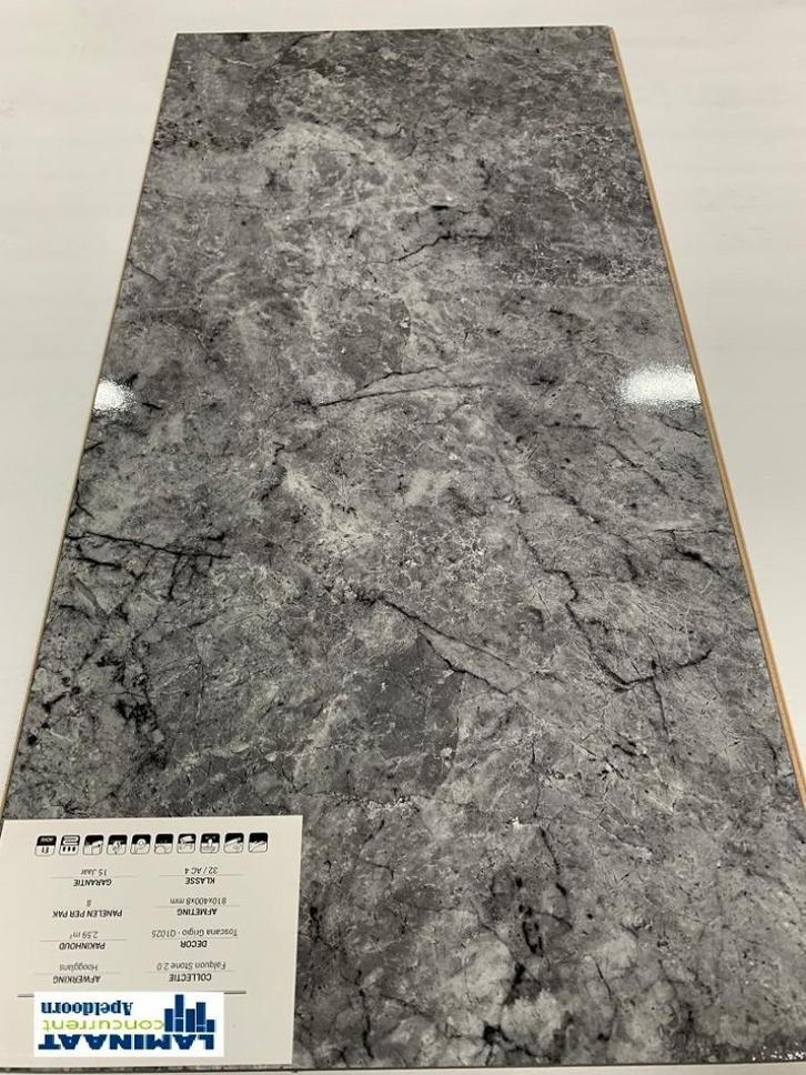 Hoogglans Tegel Laminaat Q1025 Toscana Grigio 81cm X 40cm, Huis en Inrichting, Stoffering | Vloerbedekking, Nieuw, Laminaat, Grijs