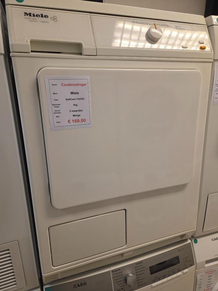 condensdroger - Miele - 6kg, Witgoed en Apparatuur, Wasdrogers, Refurbished, Condens, Voorlader, 6 tot 8 kg, 85 tot 90 cm, Anti-kreukfase