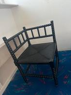 Vintage zwart brei stoel breistoeltje biezen riet hoekstoel, Antiek en Kunst, Ophalen