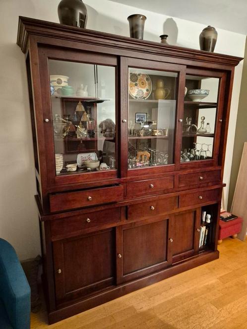 Koloniale teak buffetkast, Huis en Inrichting, Kasten | Buffetkasten, Zo goed als nieuw, 200 cm of meer, 200 cm of meer, 50 tot 75 cm