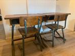 2 schoolbanken met stoelen, Antiek en Kunst, Antiek | Meubels | Stoelen en Banken, Ophalen