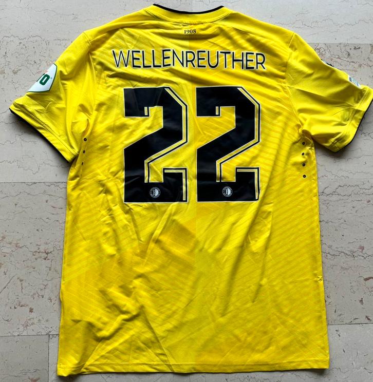 Feyenoord Shirt Keeper | Geel | Europees | Wellenreuther #22, Verzamelen, Sportartikelen en Voetbal, Zo goed als nieuw, Shirt