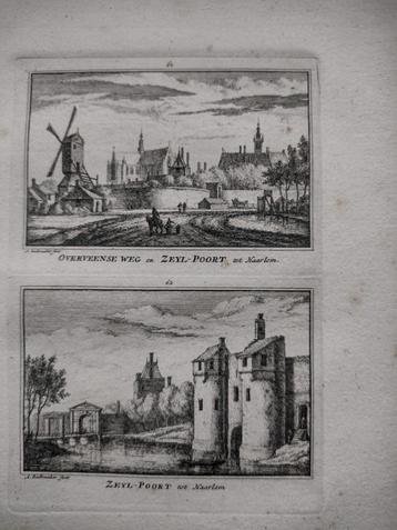 061-062 Haarlem de Zeylpoort Kopergravure dl 3 18e Eeuw beschikbaar voor biedingen
