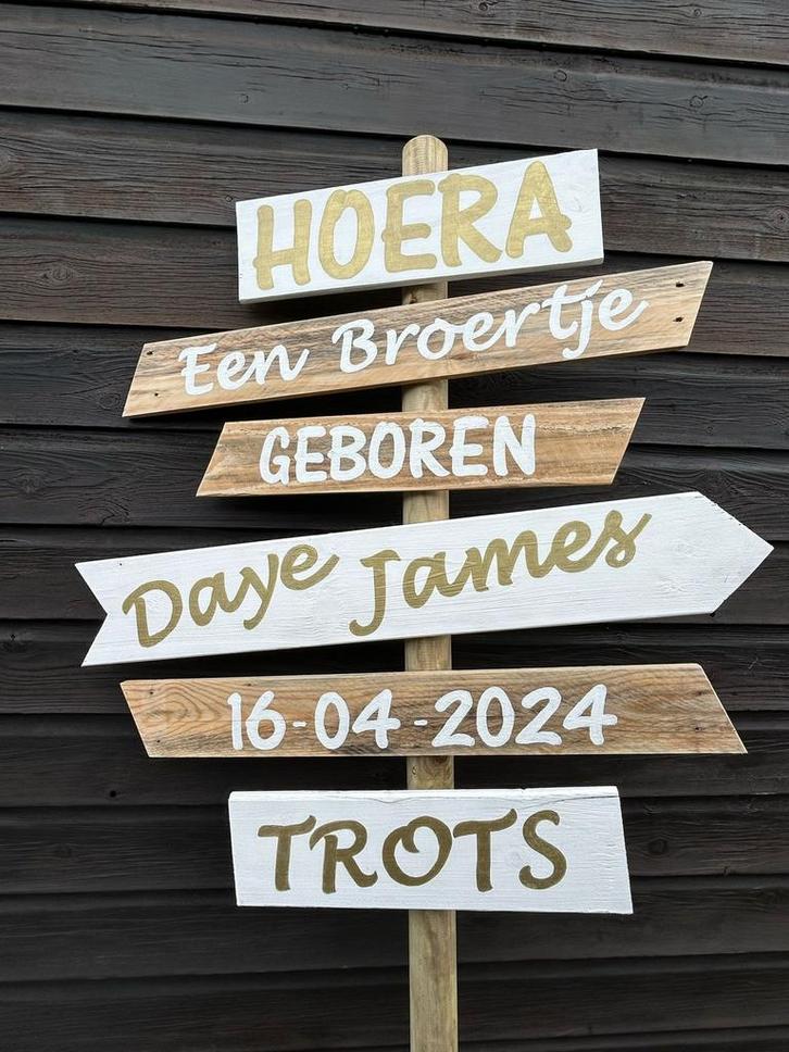 Geboorte Wegwijzer, Kinderen en Baby's, Kraamcadeaus en Geboorteborden, Nieuw, Geboortebord, Ophalen of Verzenden