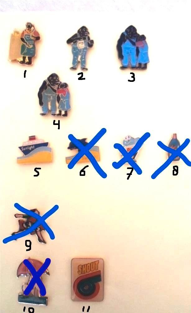 Verschillende pins. Omo Sunlight Shout. 0.25 per stuk., Verzamelen, Speldjes, Pins en Buttons, Zo goed als nieuw, Speldje of Pin