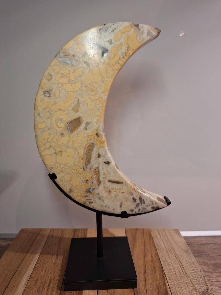 Gele Maligano Jaspis Maan - Prachtig Decoratieobject, Verzamelen, Mineralen en Fossielen, Ophalen of Verzenden
