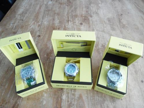 3 nagenoeg nieuwe Invicta horloges, Sieraden, Tassen en Uiterlijk, Horloges | Heren, Nieuw, Polshorloge, Overige merken, Staal
