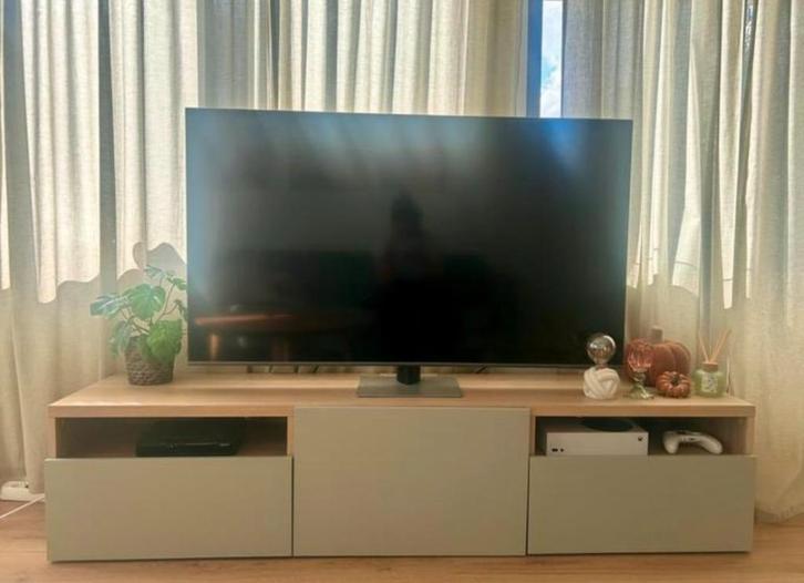 Ikea Besta tv meubel 180x40x38, licht eiken, Huis en Inrichting, Kasten | Televisiemeubels, Zo goed als nieuw, Minder dan 100 cm