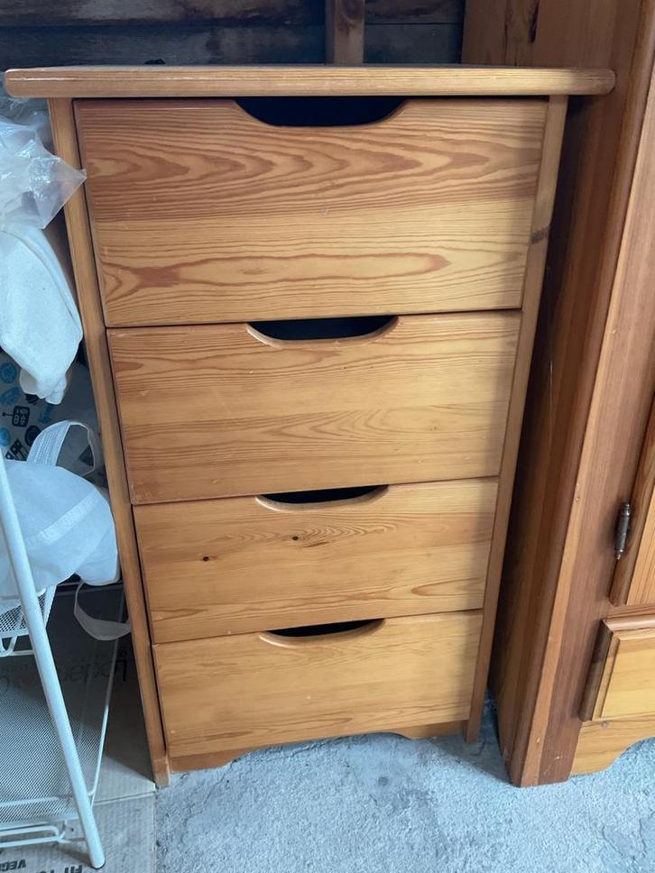 Vier lade kast van grenenhout, Huis en Inrichting, Kasten | Dressoirs, Gebruikt, Minder dan 50 cm, 25 tot 50 cm, Met lade(s), Grenenhout