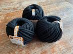Xenos Macrame Touw Zwart - 3 Bollen NIEUW, Hobby en Vrije tijd, Breien en Haken, Ophalen of Verzenden, Nieuw, Haken, Wol of Garen
