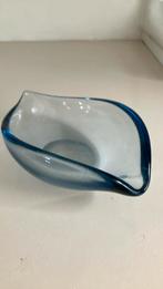 Blauw glazen schaaltje vintage 50 er, Ophalen of Verzenden, Zo goed als nieuw, Rond, Glas