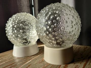 2x vintage bubbelglas plafondlampen beschikbaar voor biedingen