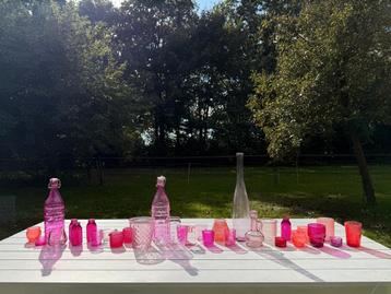 31 roze vazen/waxinelicht houders/kandelaars beschikbaar voor biedingen
