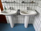 Twee wastafels met zuilen, mengkranen en plateaus, Ophalen, Overige typen, Zo goed als nieuw, Minder dan 100 cm