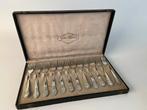 Set van 12 vintage gebaksvorkjes Gero in originele cassette, Antiek en Kunst, Antiek | Bestek, Ophalen of Verzenden