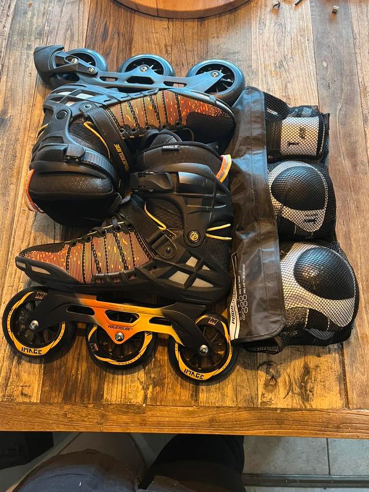 Powerslide skeelers + bescherming., Sport en Fitness, Skeelers, Zo goed als nieuw, Overige typen, Powerslide, Heren, Ophalen of Verzenden