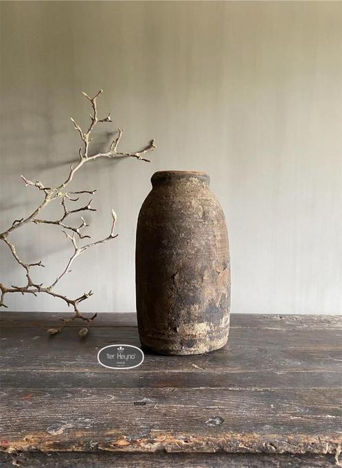 Oud houten pot kruik hout oude kruikje stoer sober landelijk, Huis en Inrichting, Woonaccessoires | Overige, Nieuw, Verzenden